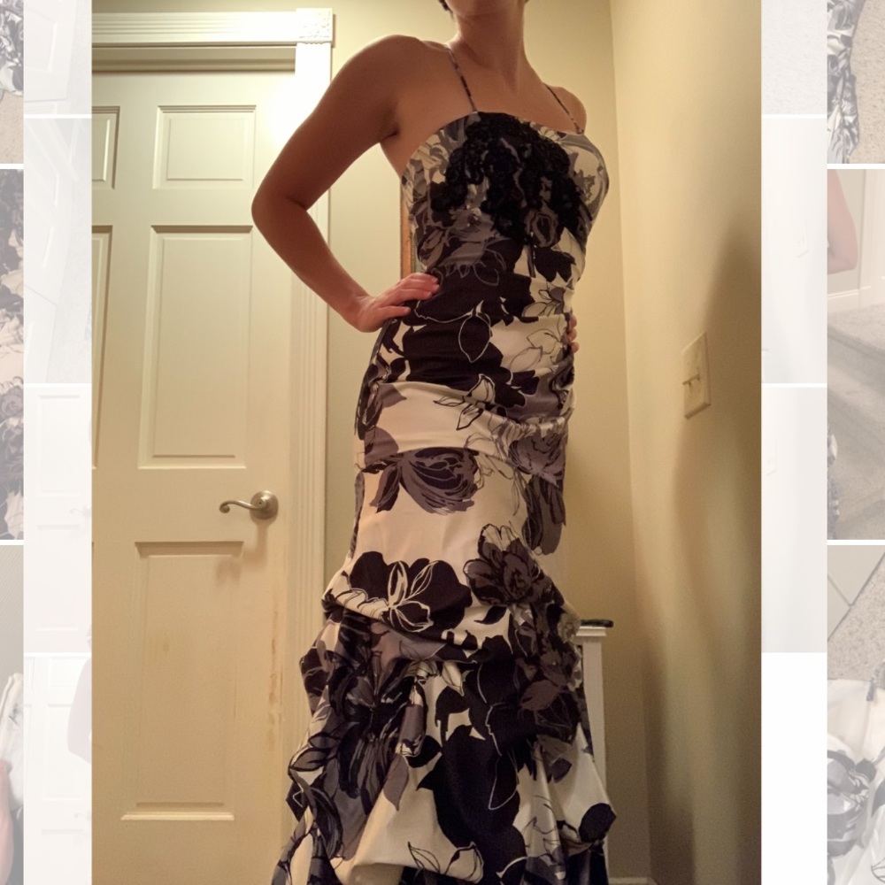 5/6 Black and white floral mermaid gown